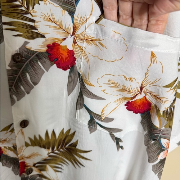 Vintage Two Palms Orchid White Button Down Shirt men’s size Large - Picture 4 of 5